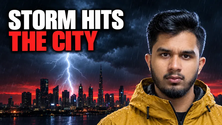 YouTube thumbnail: Storm hits the city